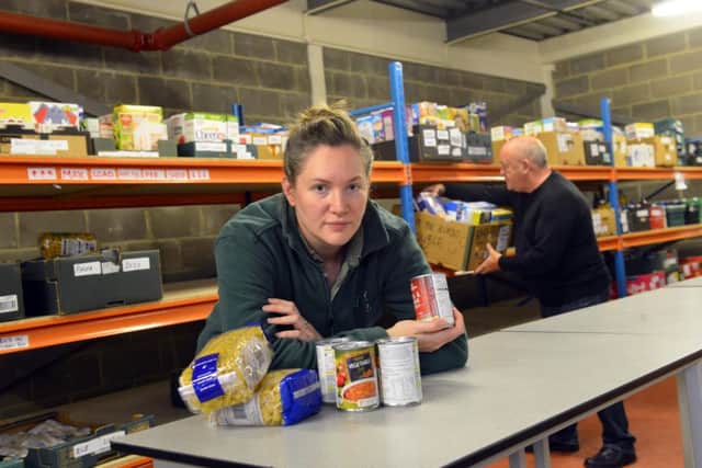 Hartlepool Foodbank running low on stock. Coordinator Abi Knowles with volunteer Alan Hall