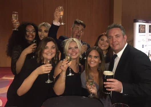 Staff at Anna Campbell Hairdressing celebrate their award win at the North East Hair and Beauty Awards.