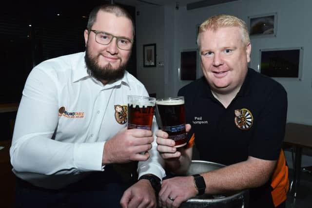 Hartlepool Round Table Social Secretary Luke Anderson (left) and Chairman Paul Thompson as they hold pints of the Hartlepool Mail sponsored beer ahead of the 2018 Hartlepool Beer Festival.
