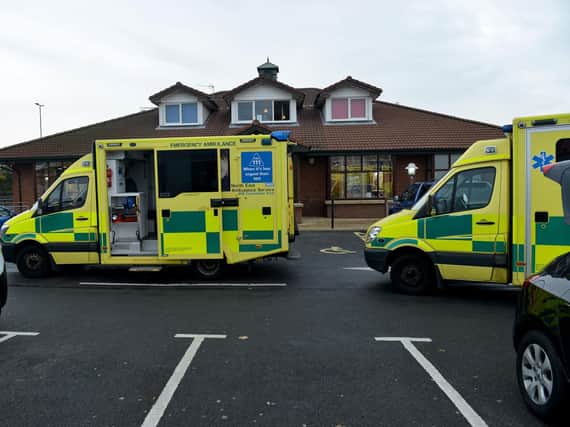 Ambulances outside the McDonald's earlier today.