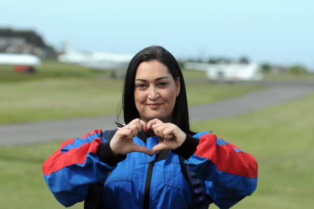 Gemma Lowery charity skydive in memory of son Bradley on  his seventh birthday.