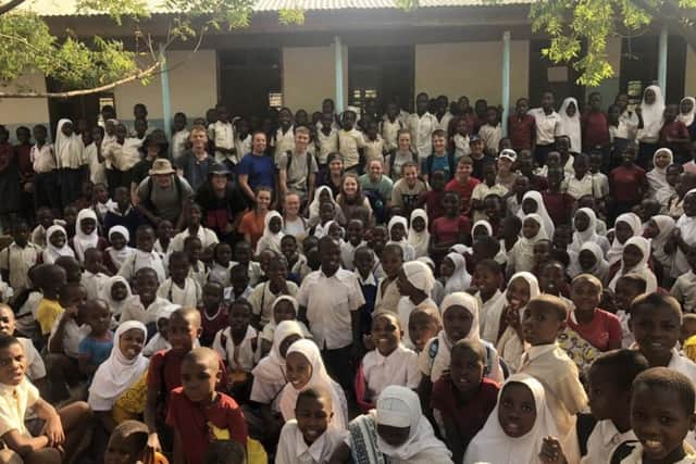The students spent a week working on a new school in a small village in Tanzania.