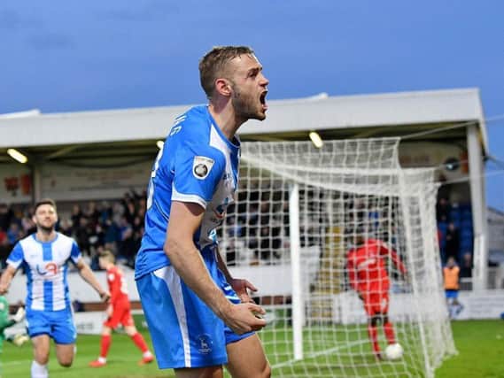 Louis Laing playing for Hartlepool
