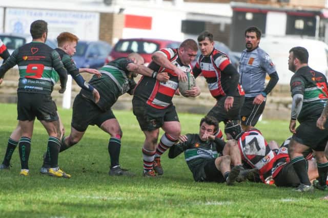 Hartlepool Rovers RFC (red/black/white) v Acklam (green/black) at The Friarage, Hartlepool, on Saturday.