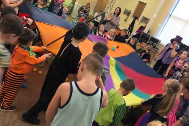 One of the fun games for children at the Bishop Cuthbert and Clavering Residents Association Halloween party