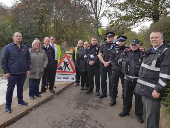 Councillor Stephen Akers-Belcher and Councillor Ann Marshall, Vice-Chair of the Councils Neighbourhood Services Committee (far left), with other members of the Hartlepool Community Safety Team and Council staff who were taking part in the first day of the week of action.