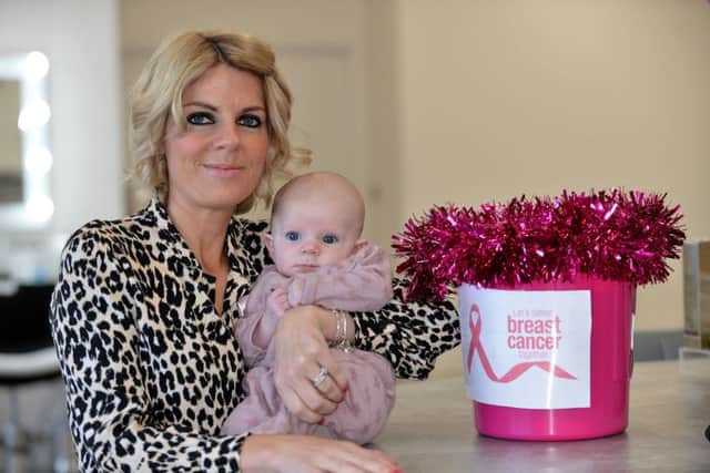 Ladies Room owner Kirsty Wearmouth with her 10 week old daughter Audrey Beau Wearmouth at the launch of their fashion and beauty show in aid of Breast Cancer Care.