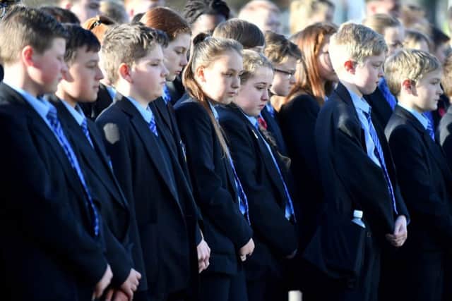 Pupils from Dene Community School taking part in the Service of Remembrance.