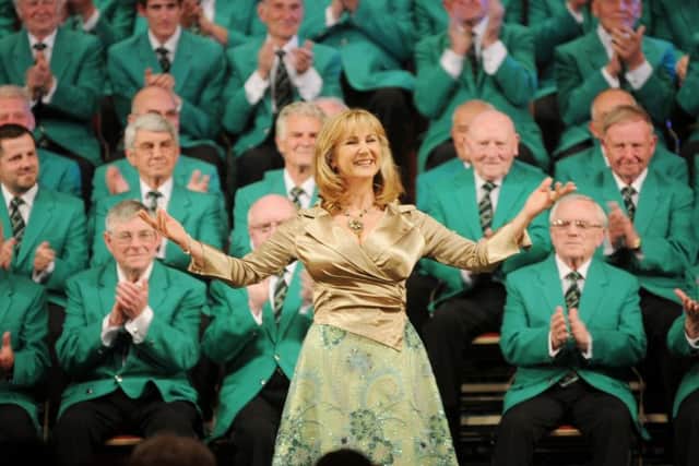 Lesley Garrett pictured on stage with the Hartlepool Male Voice Choir. Picture by Tom Collins.
