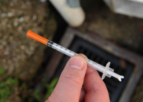 A syringe found on the streets.