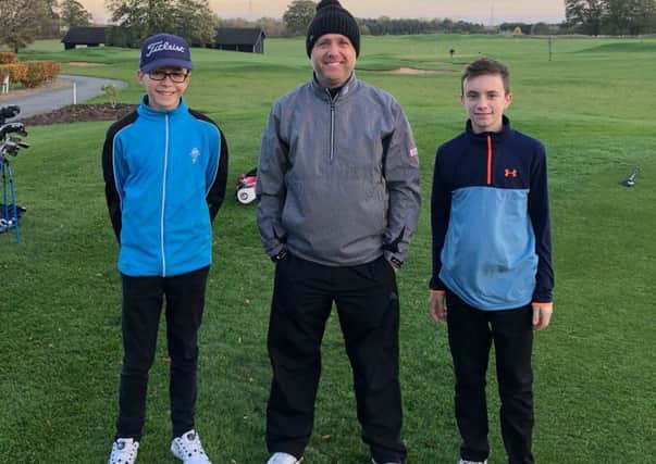 Graeme Storm (centre) with Dyke House Academy Elite students Louis Westmoreland and Jack Burton