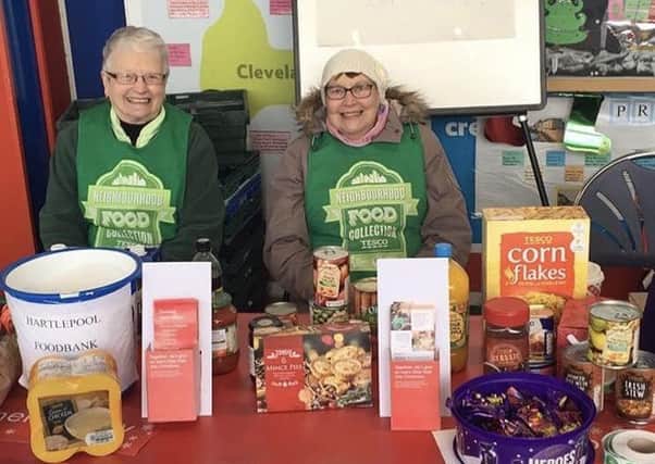 Hartlepool Foodbank volunteers Terry Allen (left) and Pauline Screeton during an earlier collection.
