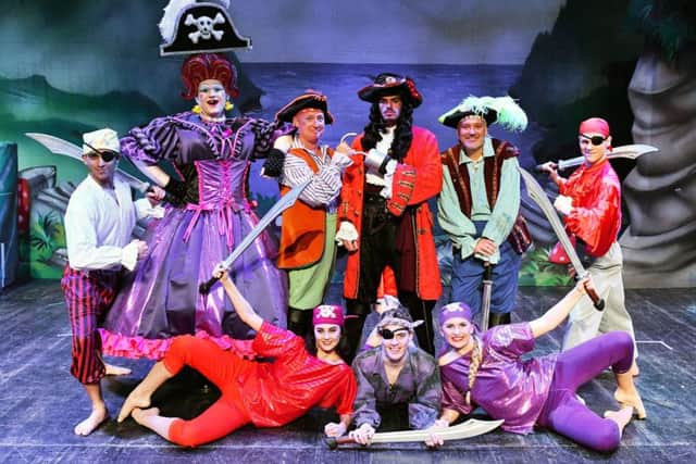 Cast members from Peter Pan on stage at the Forum Theatre. Picture by FRANK REID