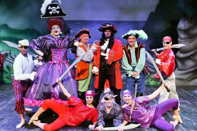 Cast members from Peter Pan on stage at the Forum Theatre. Picture by FRANK REID