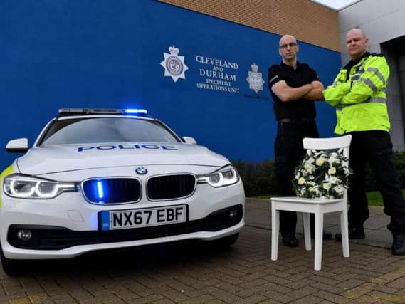 Durham County Police Inspector Jon Malcolm (left) and Cleveland County Police inspector Darren Breslin at the launch of the 2018 Drink and Drive Campaign.
