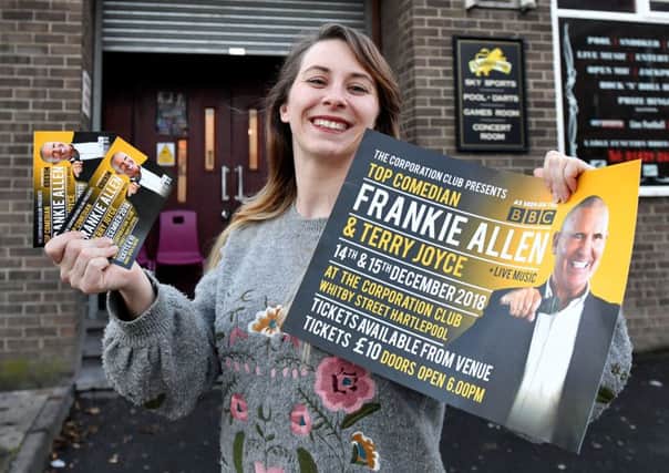 Corporation Club bar manager Nancy Pout with tickets to see comedian Frankie Allan at an event to be held in the club. Picture by FRANK REID