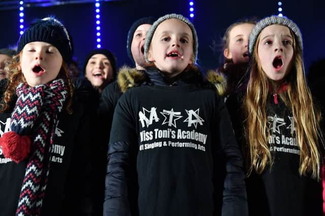Performers from Miss Toni's Academy Choir at the Hartlepool Christmas light switch on.