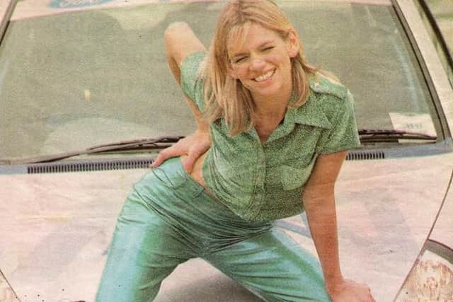 Zoe Ball wearing clothes designed and made by Jane Havakin (Image from Janes press cuttings archive)