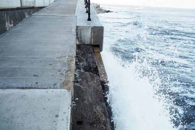 Retaining bolts that held missing blocks from the North end of the Headland Promenade. Picture by FRANK REID
