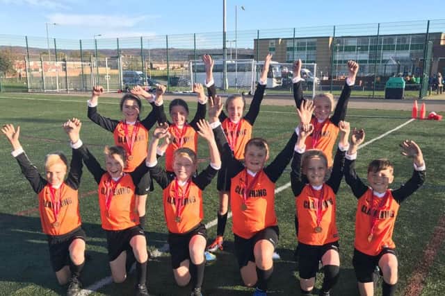 Clavering Primary School mixed tag rugby team.