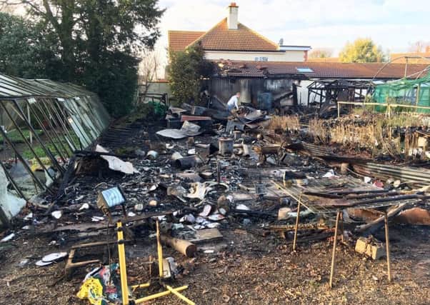 The damage caused by a devastating fire at Grove House Plants nursery in Greatham.