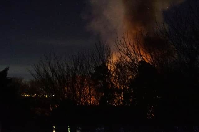 Flames visible from the fire at Grove House Plants in Greatham.