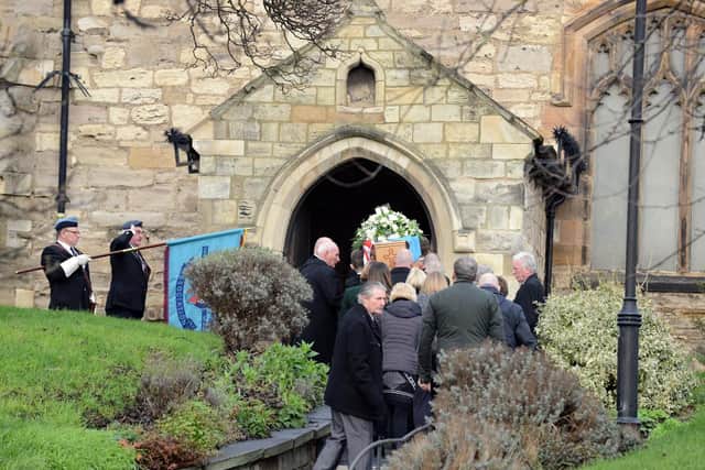 The service was held at All Saints Church, Stranton.