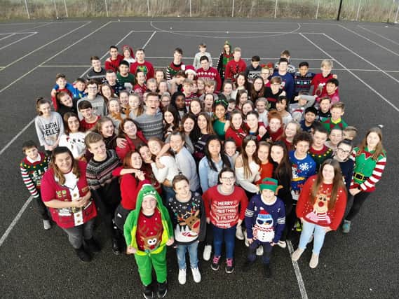 Pupils from English Martyrs School in Hartlepool in their Christmas jumpers.