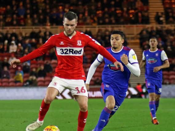 Jonny Howson in action for Middlesbrough against Ipswich. Picture by Martin Swinney