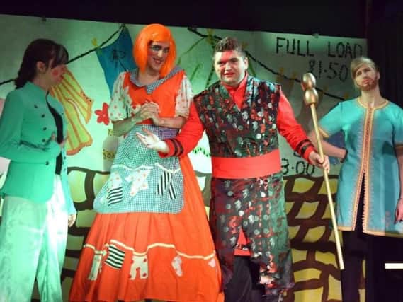 Some of the principal cast on stage in Greatham Villager Players' annual panto.