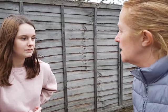 Brodie Young as 'Kelsey' with 'Brenda' [the Angela Wrightson character]
