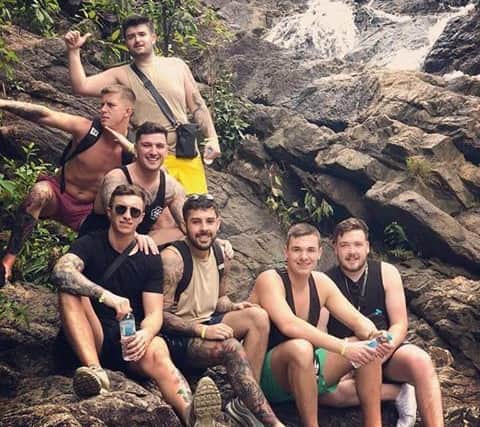 The group of Hartlepool men enjoying their holiday in Thailand before tropical storm Pabuk affected the area.