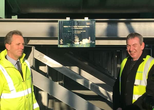 Mike Hill (right) opens the new Â£6.4m Hartlepool Water treatment plant at Dalton Piercy.