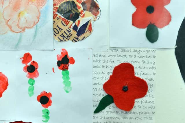 The poppy display used lots of different materials.