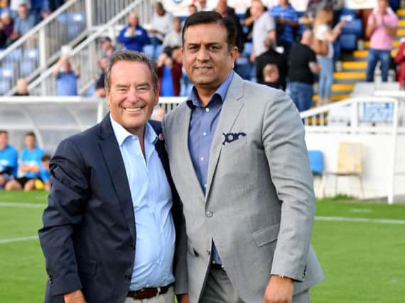 Hartlepool United co-owners Jeff Stelling (left) and Raj Singh (right).