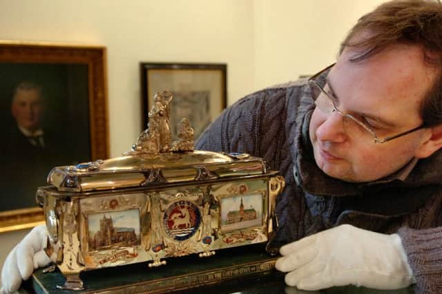 Hartlepool museums manager Mark Simmons with a casket which featured in a previous exhibition of the life and art collections of Hartlepool shipbuilder Sir William Gray.