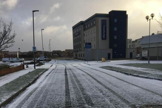 Snow near the Travelodge in Hartlepool.