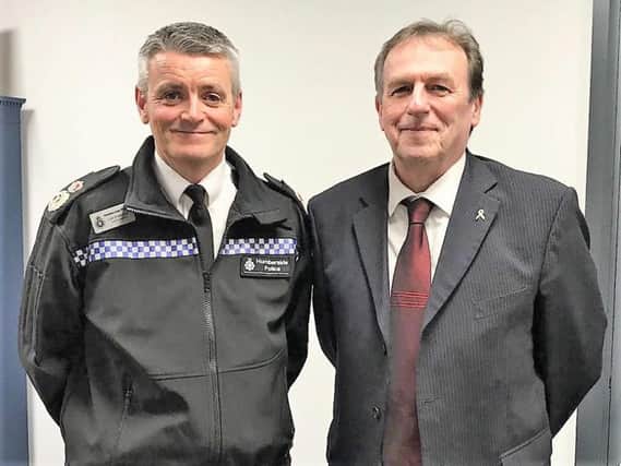 Cleveland's interim Chief Constable Lee Freeman with Police and Crime Commissioner Barry Coppinger.