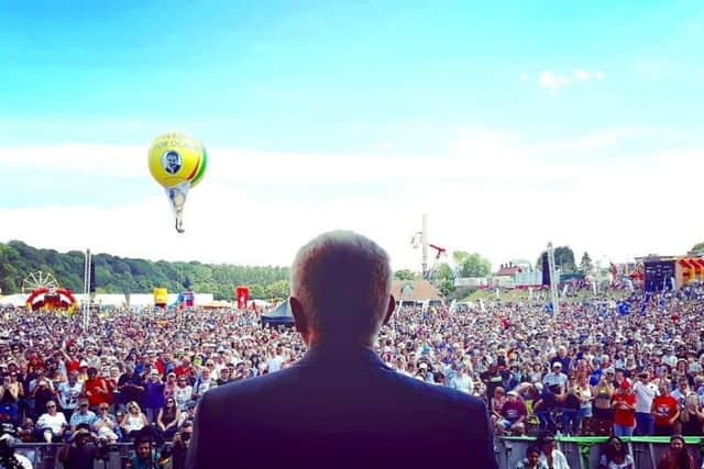 Labour leader Jeremy Corbyn at the 2018 Durham Miners Gala.