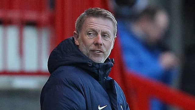 Picture by Gareth Williams/AHPIX.com. Football, Sky Bet League Two; 
Crawley Town v Hartlepool United; 14/01/2017 KO 3.00pm;  
Checkatrade.com Stadium;
copyright picture;Howard Roe/AHPIX.com
Hartlepool boss Craig Hignett with a rueful look at the fourth official