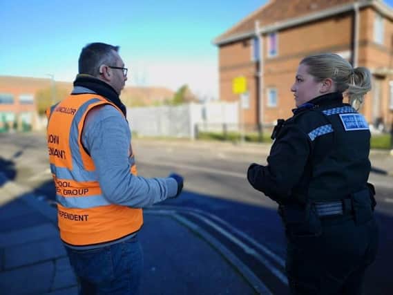 Coun John Tennant and PCSO Vanessa Hocking take to the streets of Hartlepool.