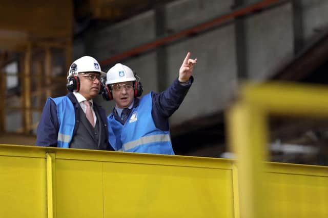Sanjeev Gupta talking to Liberty Steel Hartlepool MD Andrew Hill. Picture: Dave Charnley Photography.