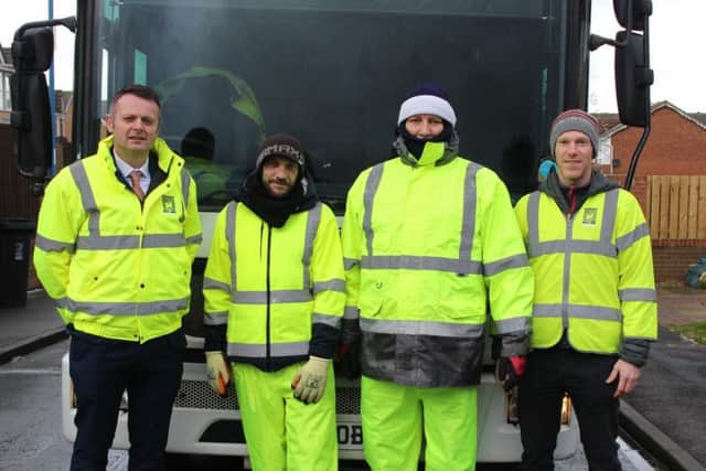 Tony Hanson, Assistant Director (Environment and Neighbourhood Services) at Hartlepool Borough Council, wiith members of the council's bin crews.