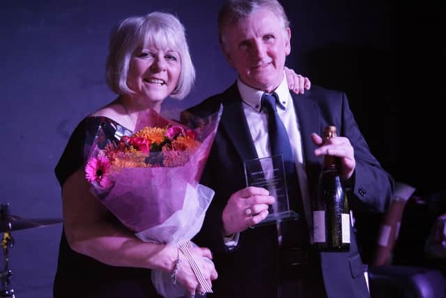 John Gough and partner Ann Bates received an award from Alice House Hospice at a previous Liam Gough Memorial Night