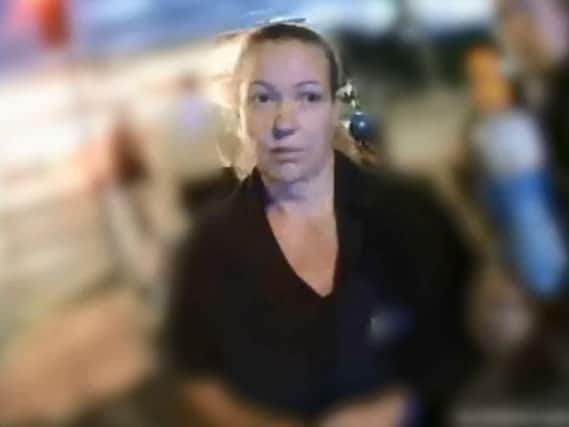 Julie Wass captured on a police officer's bodycam as she told them Kettlewell had killed Kelly Franklin. Pic: Cleveland Police.