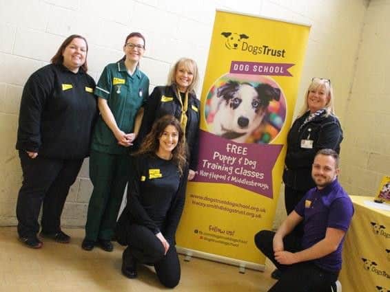 Staff from Hartlepool Borough Council and Dogs Trust at a recent Dogs Trust Dogs School enrolment event.
