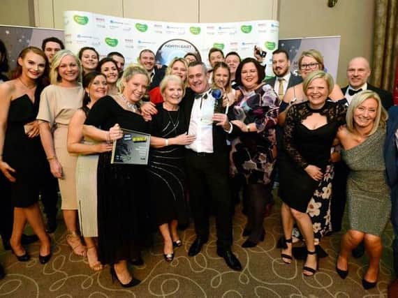 The Auxillis team after winning at the North East Contact Centre Awards.