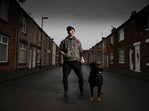 The Channel 4 show Skint Britain: Friends Without Benefits features 'David' with pet dog Benson.