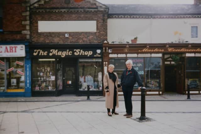 Doreen Atkinson with her uncle Philip Senior outside the shop.