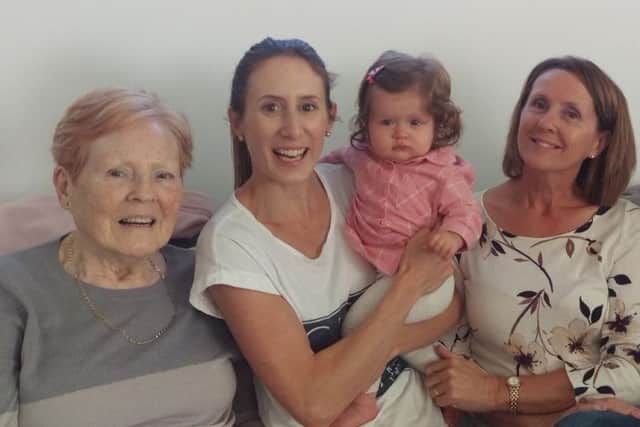 Fran Davies (left) with grandaughter Amy Pintabona, great-grandaughter Alayah Pintabona and daughter Karen Brabham.